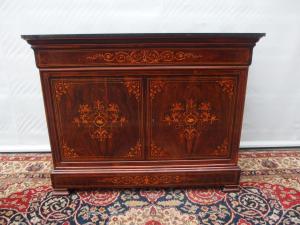 CREDENZA IN PALISSANDRO INTARSIATA STILE CARLO X FRANCIA RESTAURATA